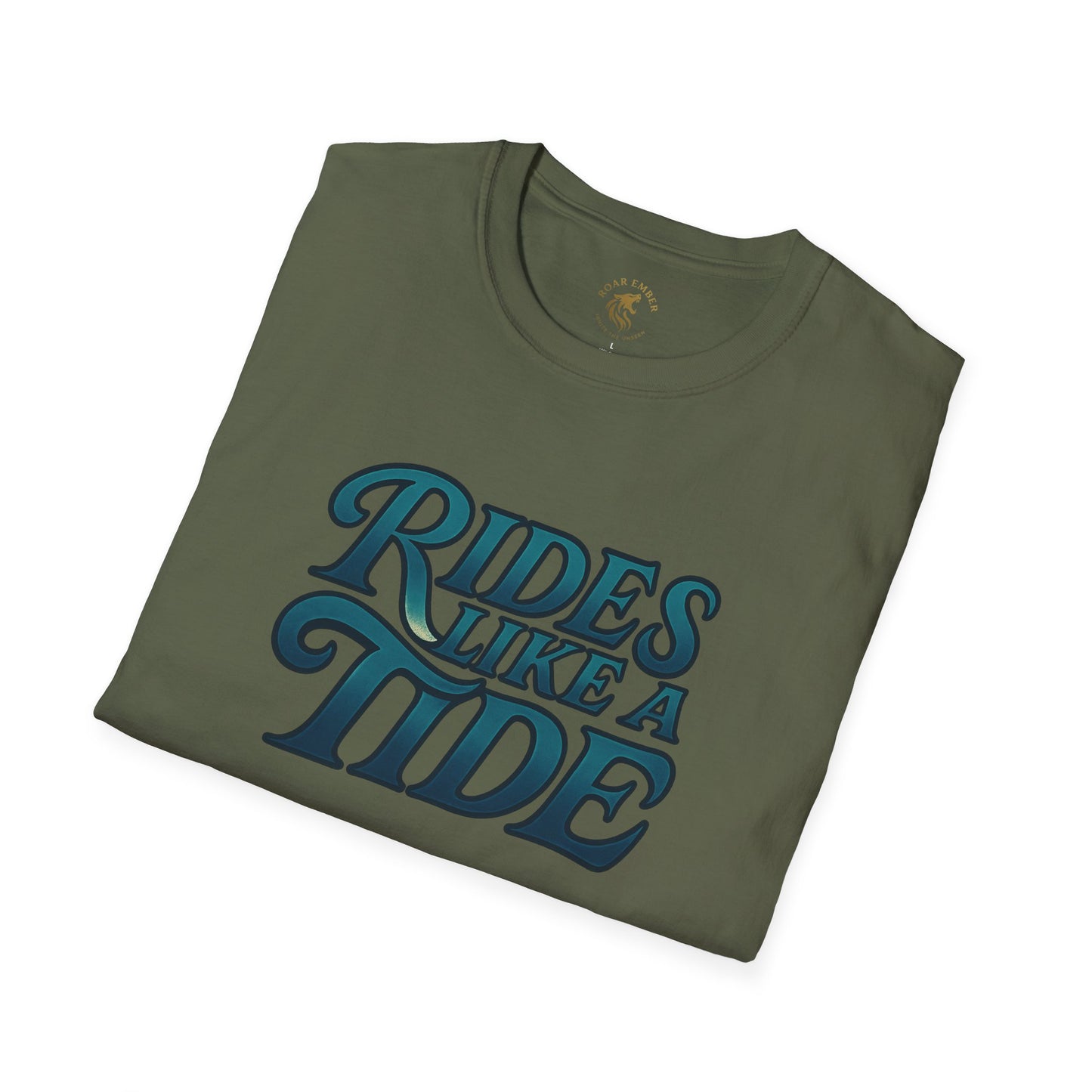 Rides Like a Tide Unisex Softstyle T-Shirt | Coastal Vibes, Beachwear, Gift for Surfers, Casual Summer Tee, Ocean Lover Apparel