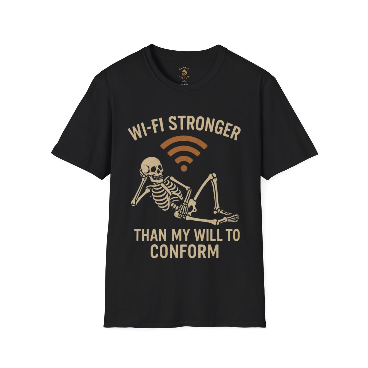 Wi-Fi Skeleton Black Ember T-Shirt