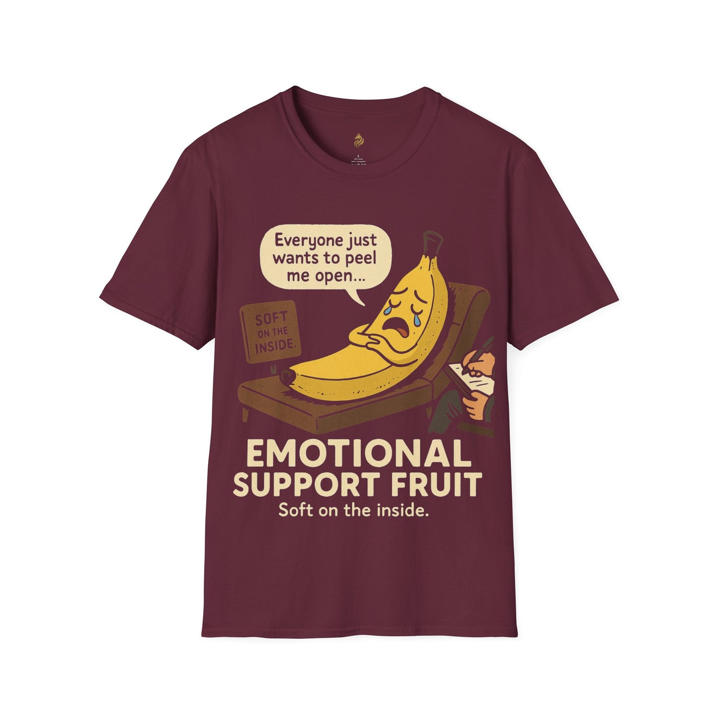 Emotional Support Fruit T-Shirt, Funny Graphic Tee for Banana Lovers, Humorous Gift for Friends, Casual Wear, Softstyle Shirt