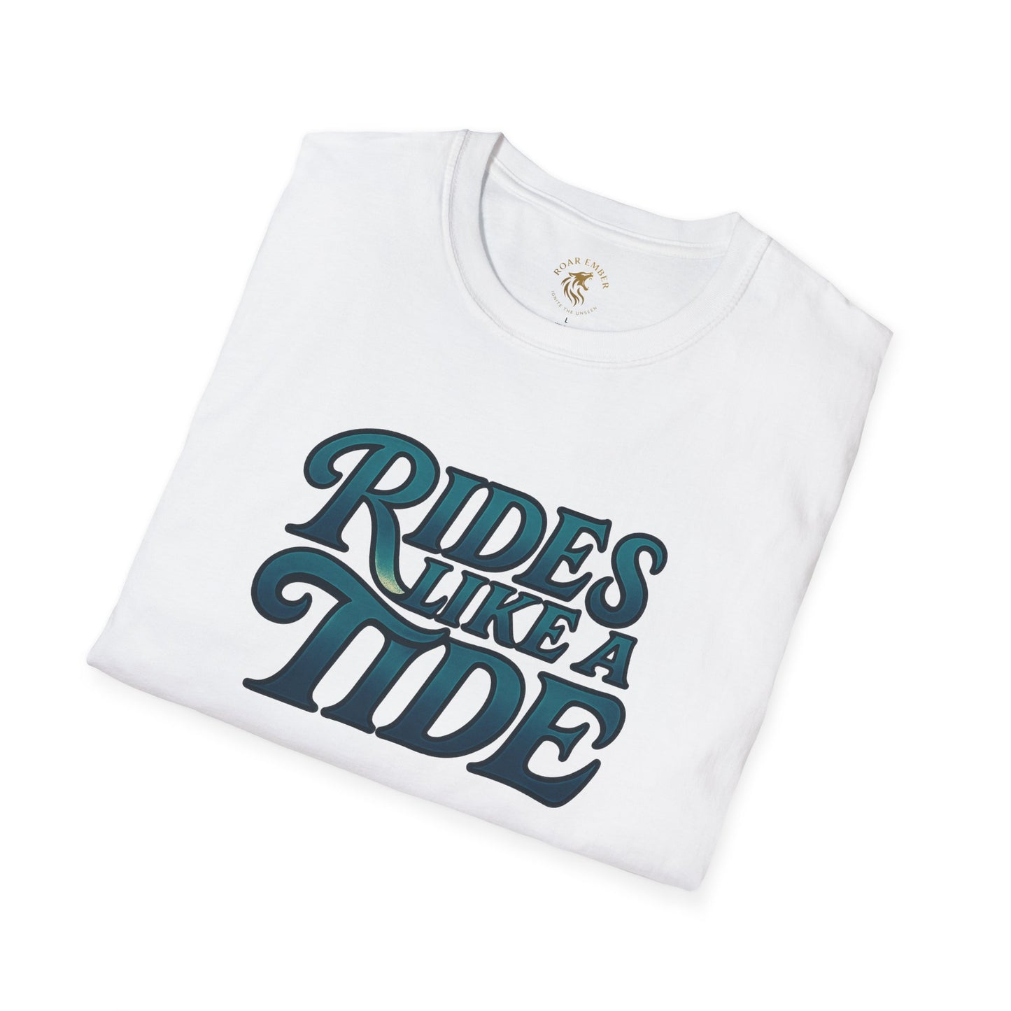 Rides Like a Tide Unisex Softstyle T-Shirt | Coastal Vibes, Beachwear, Gift for Surfers, Casual Summer Tee, Ocean Lover Apparel