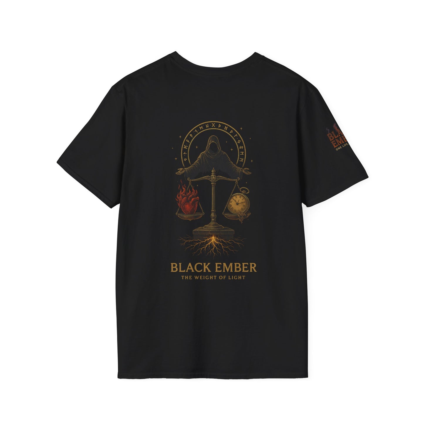 Timeless Black Ember Exclusive Tshirt - "The weight of light" / "One Life, Live It" Timeless by Design