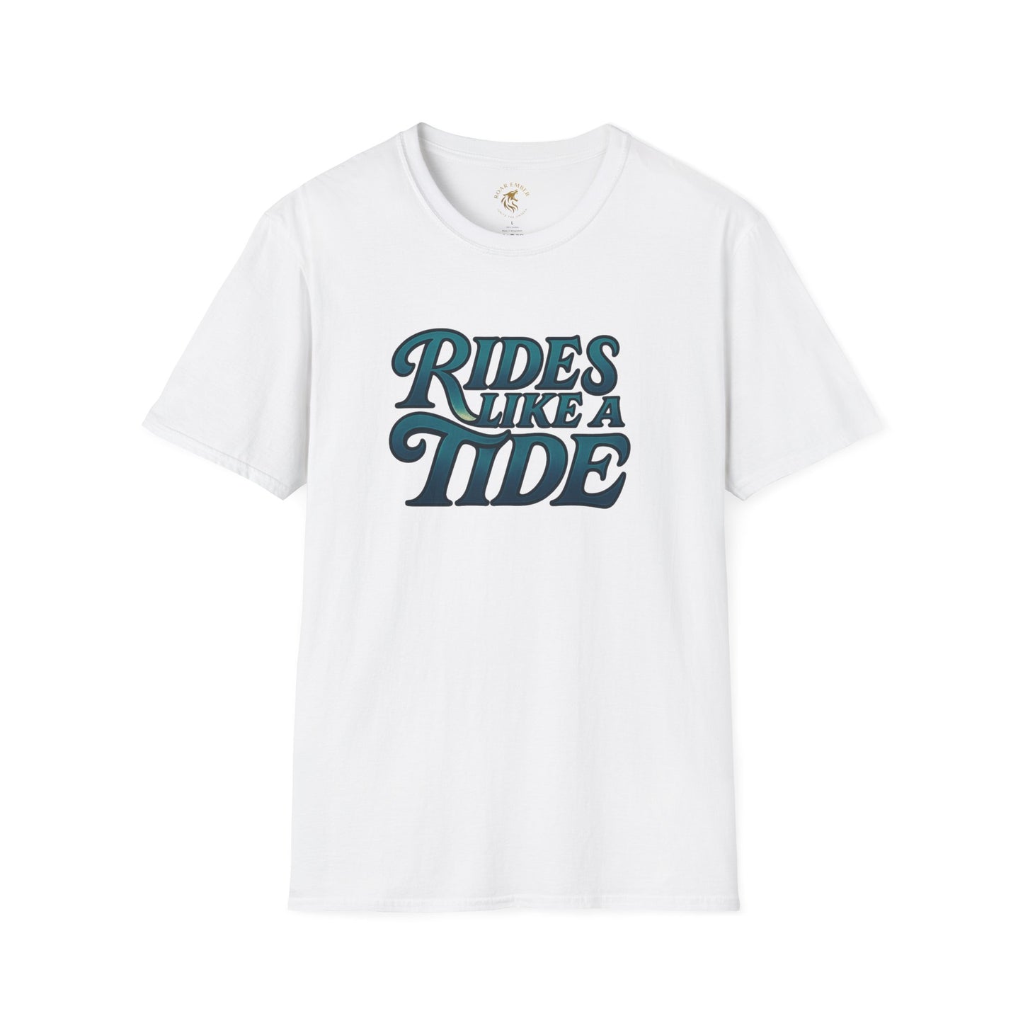 Rides Like a Tide Unisex Softstyle T-Shirt | Coastal Vibes, Beachwear, Gift for Surfers, Casual Summer Tee, Ocean Lover Apparel