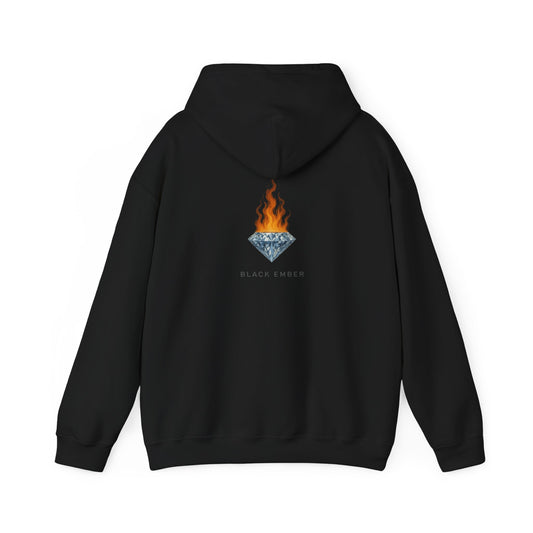 Unisex Hoodie - Black Ember Diamond on Fire Design