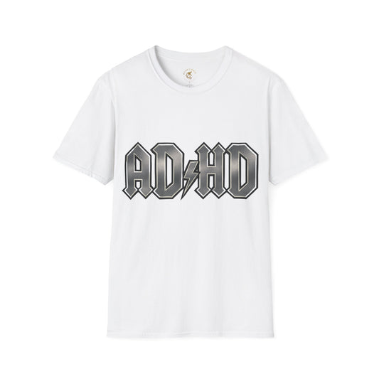 Rockin' AD/HD Unisex Softstyle T-Shirt - Casual Wear, Concert Outfit, Gift for Music Lovers, ADHD Awareness, Statement Tee